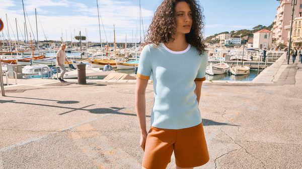 short bella marron terre de sienne finition ceinture tricot