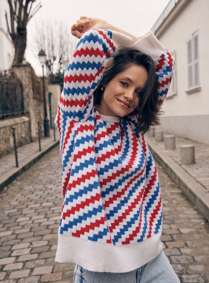 Pull Blanche tricolore en maille