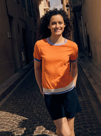 coupe droite moderne top bianca orange solaire