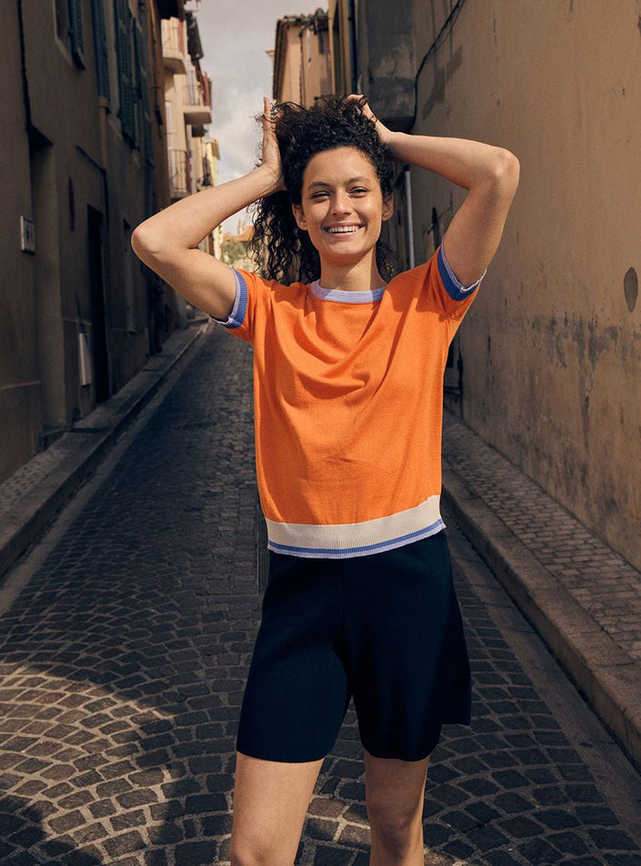 top bianca orange solaire esprit estival chic