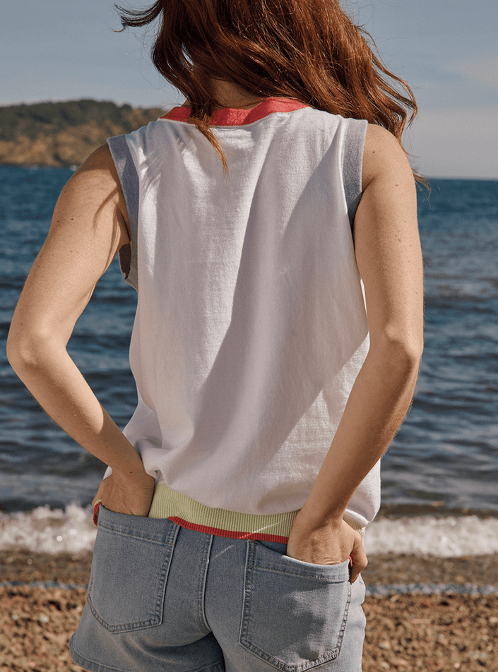 Vue de dos du top Bénédicte blanc naturel