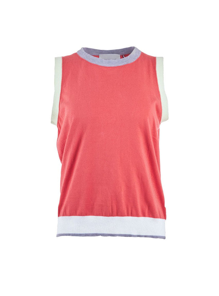 Top Bénédicte tricolore rose pastèque, jaune luciole et violet lavande