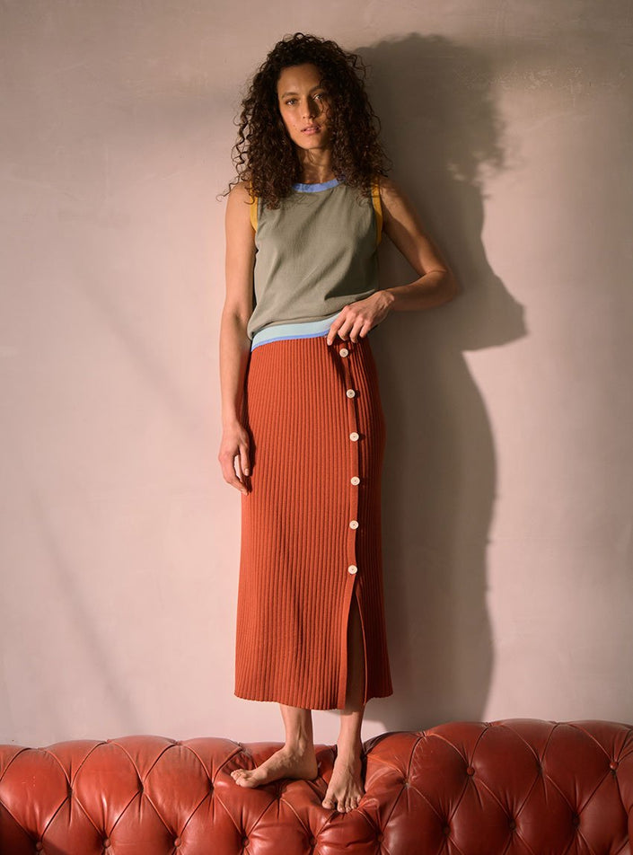 top bénédicte vert kaki essentiel maille fine