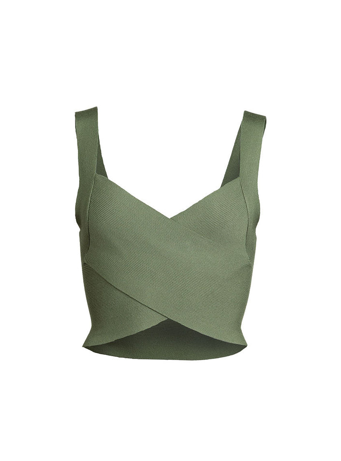 Brassière Brigitte vert kaki en viscose vue studio