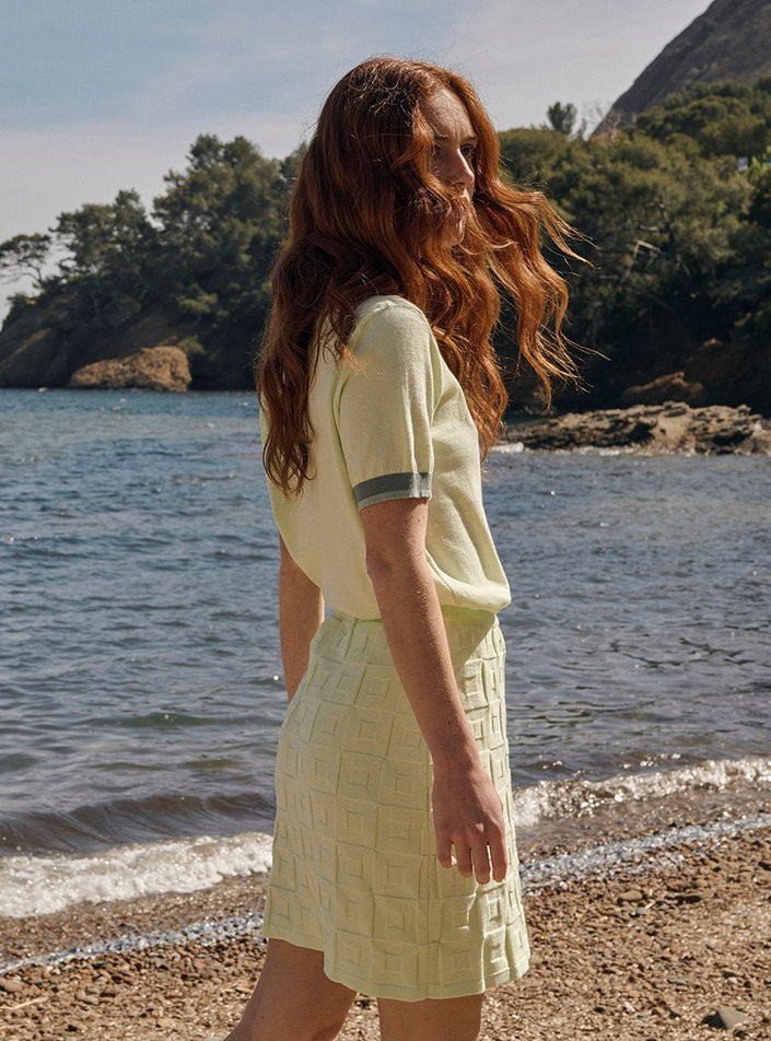 Jupe Bérengère jaune luciole en maille