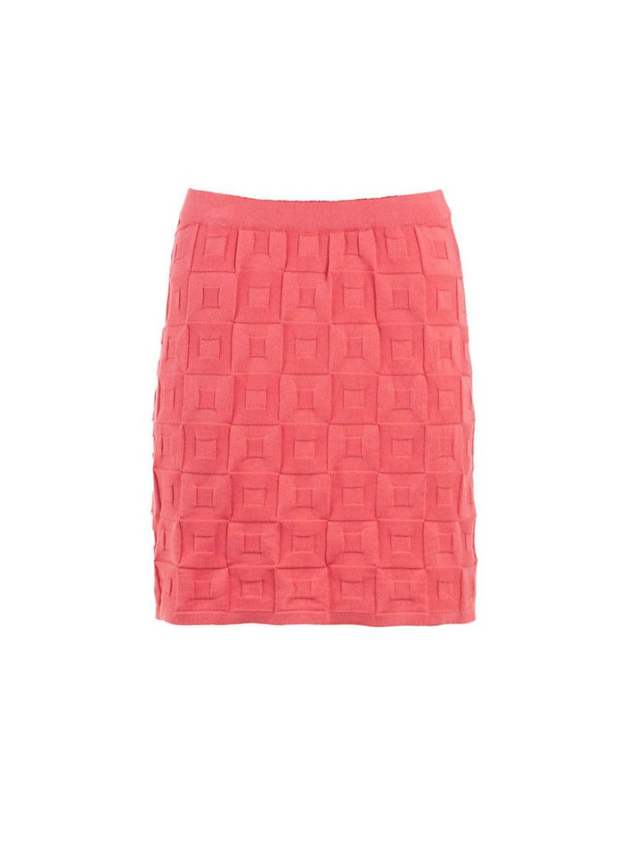 Jupe Bérengère rose pastèque en coton avec maille fantaisie