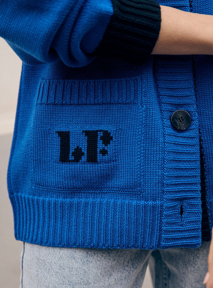 cardigan maille dense veste bernadette bleu électrique