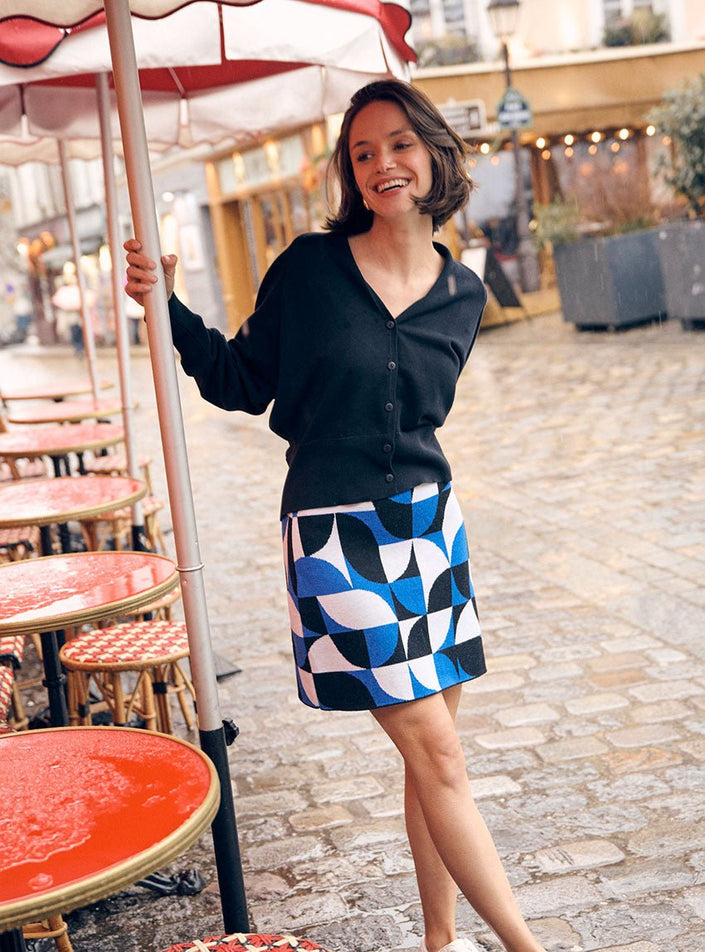 jupe maille structurée contrastée jupe beryl bleu électrique