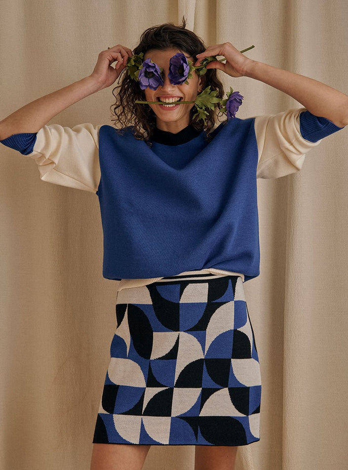 Jupe Béryl bleu électrique en maille