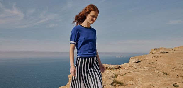 bannière top baptistine bleu électrique en coton