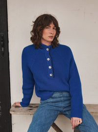 pull Aurélie bleu électrique collaboration LAFRANÇAISE x iCode