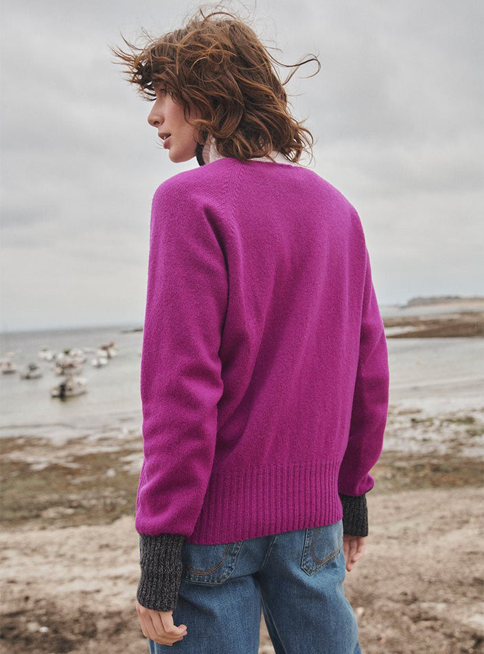 pull anna iC x LF rose violine maille premium capsule