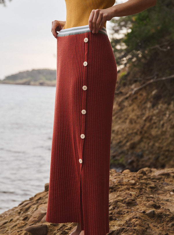 jupe charlotte orange caramel jupe longue maille rib avec fente