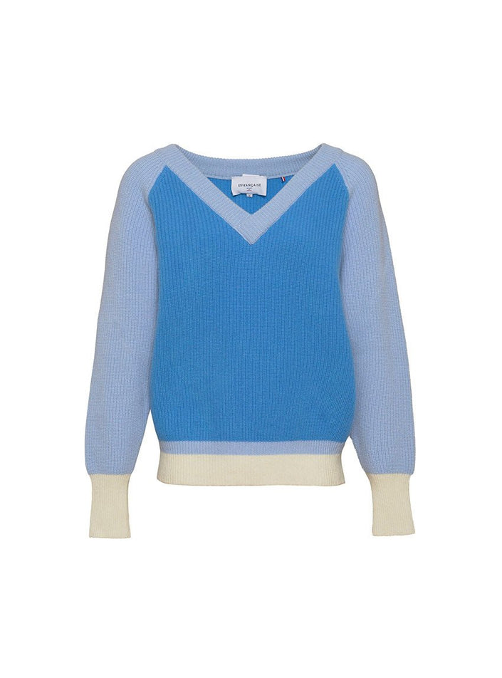 Pull Clémence bleu infini vue studio