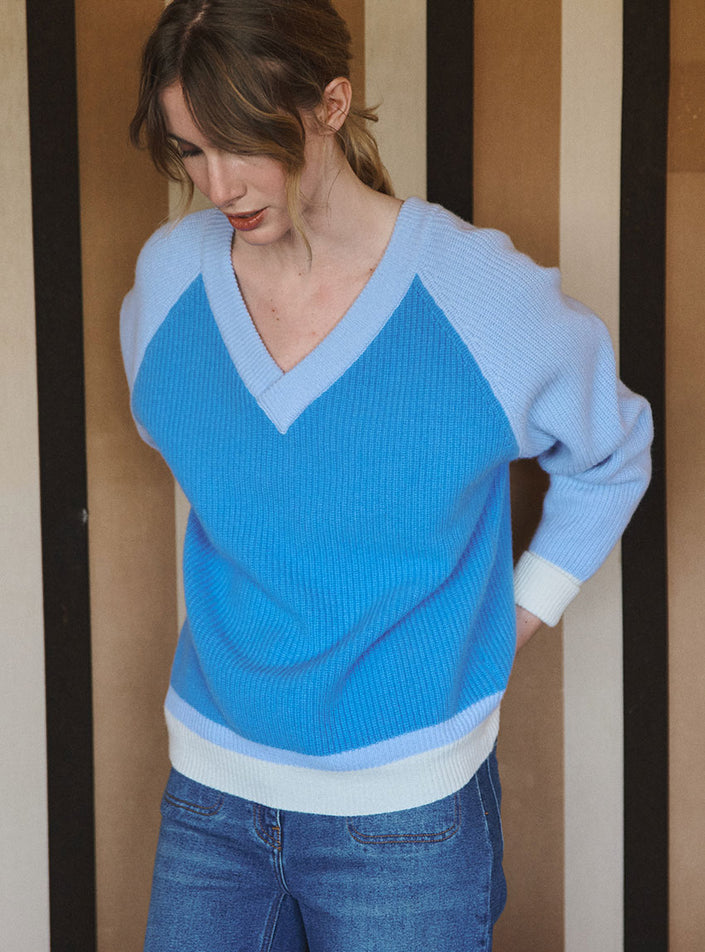 rendu textile profond pull clémence bleu infini