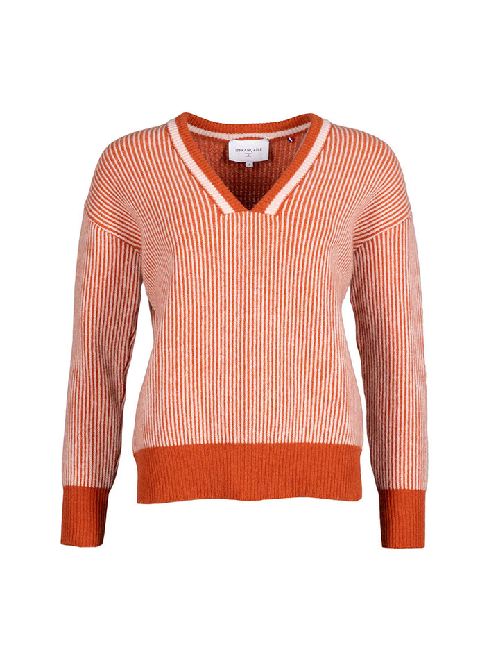 Pull cléo orange - image de face produit non porté.