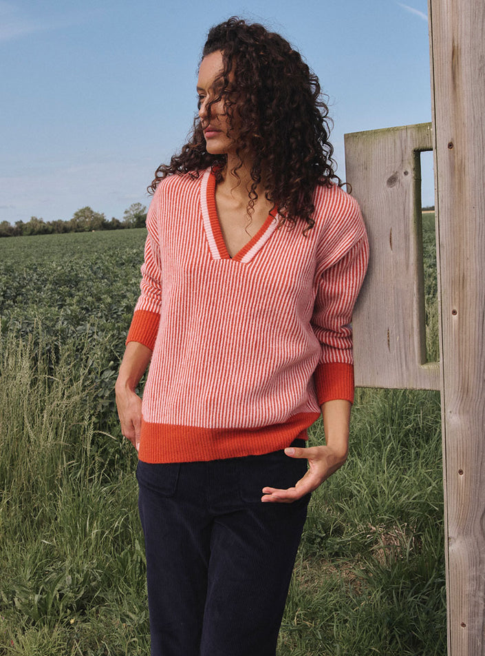 Pull Cléo orange nubuck oversize bicolore femme