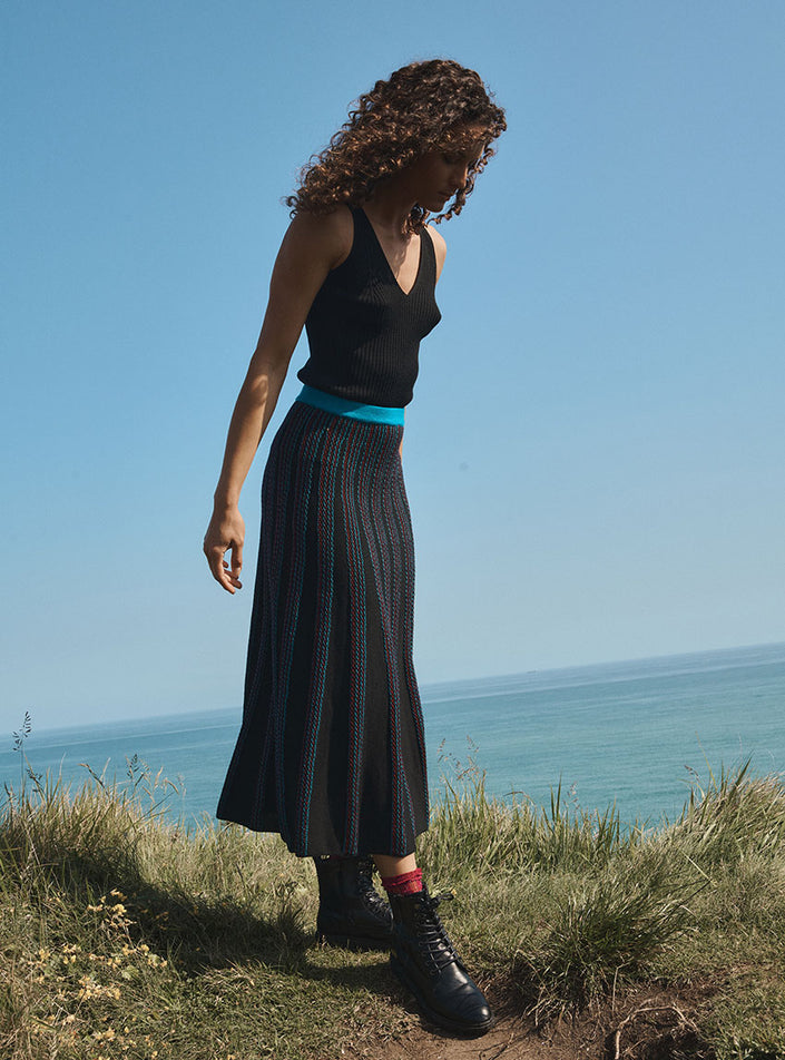 jupe en maille fluide noire jupe coline noir