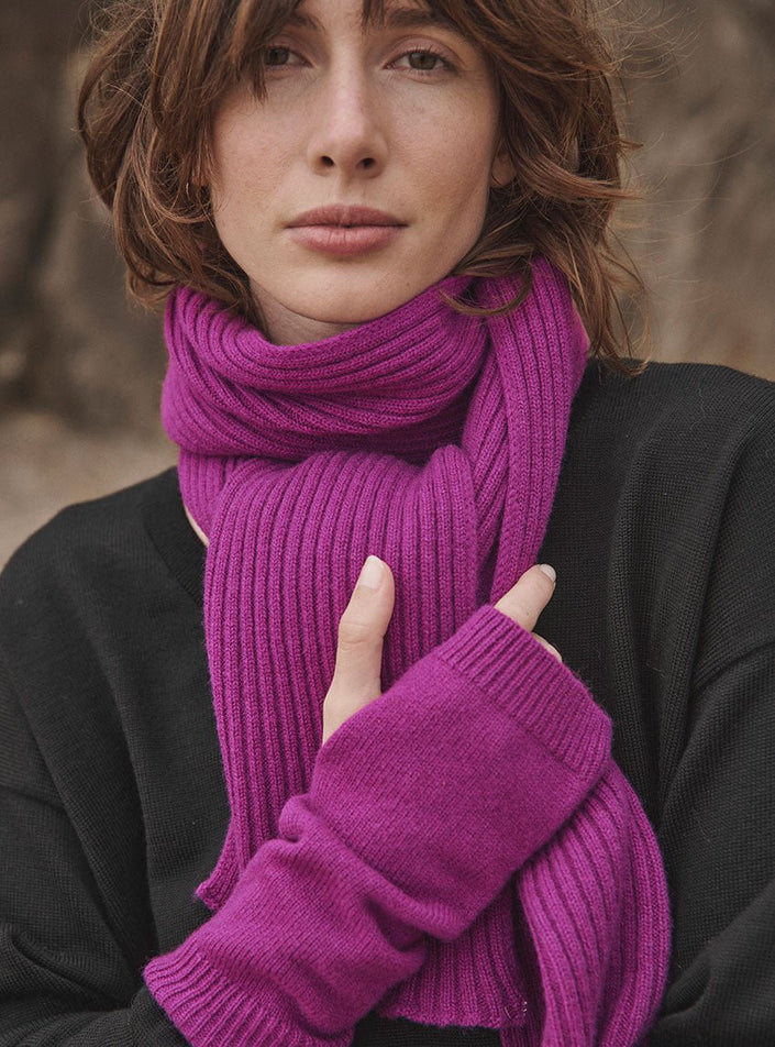 mitaines coralie violet digital texture maille lisse