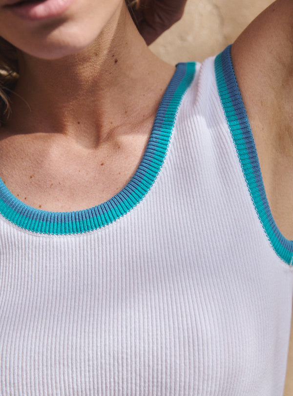 top déborah blanc débardeur blanc élégant maille extensible