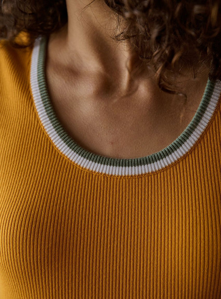 débardeur en maille stretch top déborah jaune safran