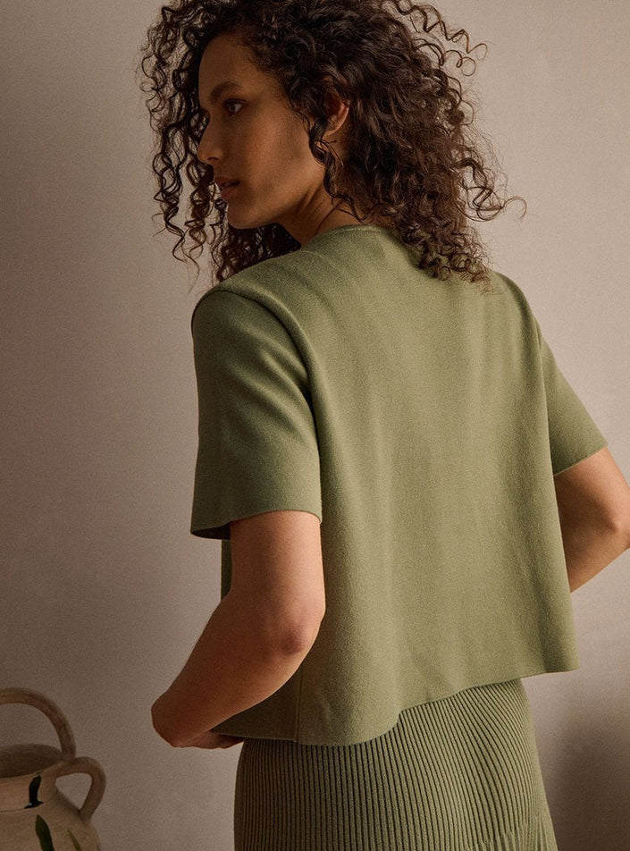 veste courte en tricot cardigan diane vert kaki