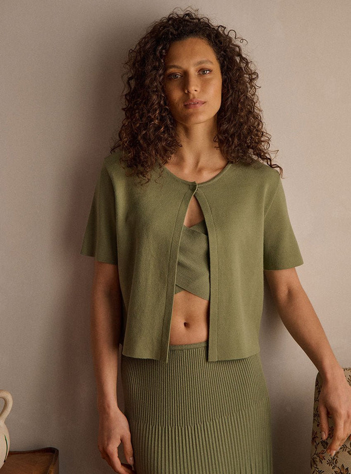 cardigan court vert kaki chic cardigan diane vert kaki