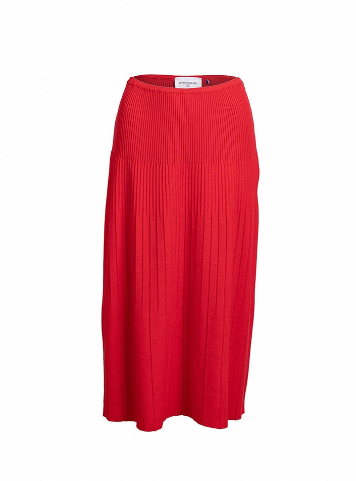 jupe deva rouge lipstick maille côtelée fluide