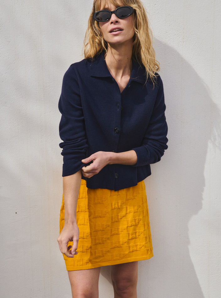 jupe domitille jaune safran jupe femme jaune vif silhouette moderne