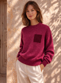 Pull eva en  laine merinos rose mouline