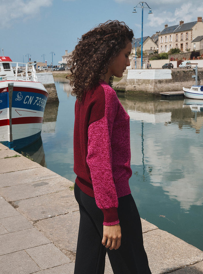 Pull graphique en laine avec jeu de couleurs contrastées