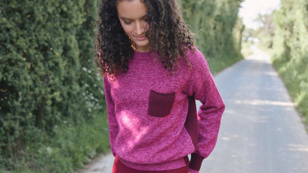 bannière pull éva rose mouliné en extérieur