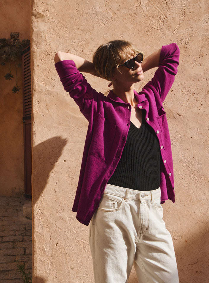 chemise eleonore violet digital chemise femme violet digital maille élégante