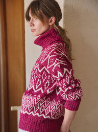 Pull Émilie rose mouliné oversize en laine mérinos