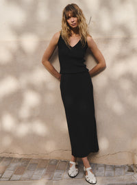 top éloïse noir maille côtelée chic femme