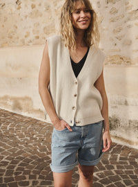 gilet estelle blanc naturel gilet en maille épaisse blanc naturel élégant