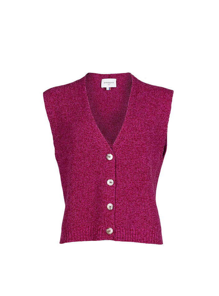 gilet estelle rose mouliné vue studio
