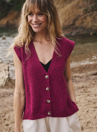 gilet estelle rose mouliné gilet rose mouliné tricot épais élégant