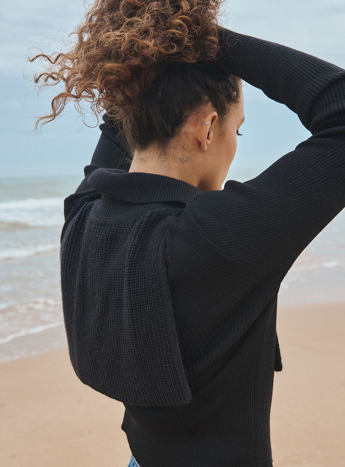 plastron esther noir plastron noir maille relief élégante