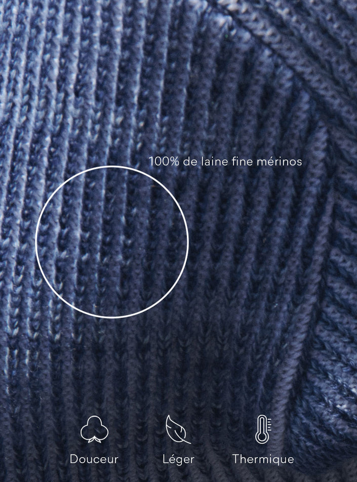 focus matière maille perlée pull eugénie bleu composition matière