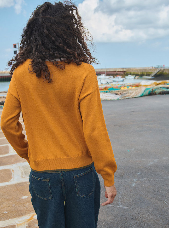 pull elyssa jaune doré pull femme jaune doré minimaliste