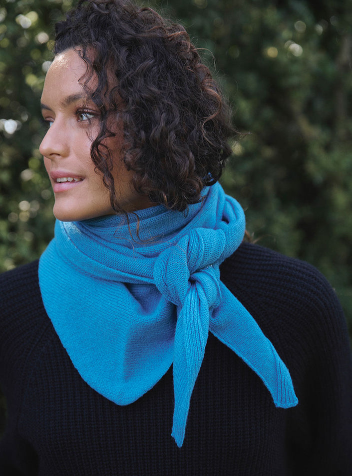 écharpe évane bleu céramique écharpe maille bleu femme