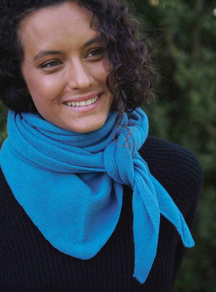 écharpe évane bleu céramique écharpe femme maille douce