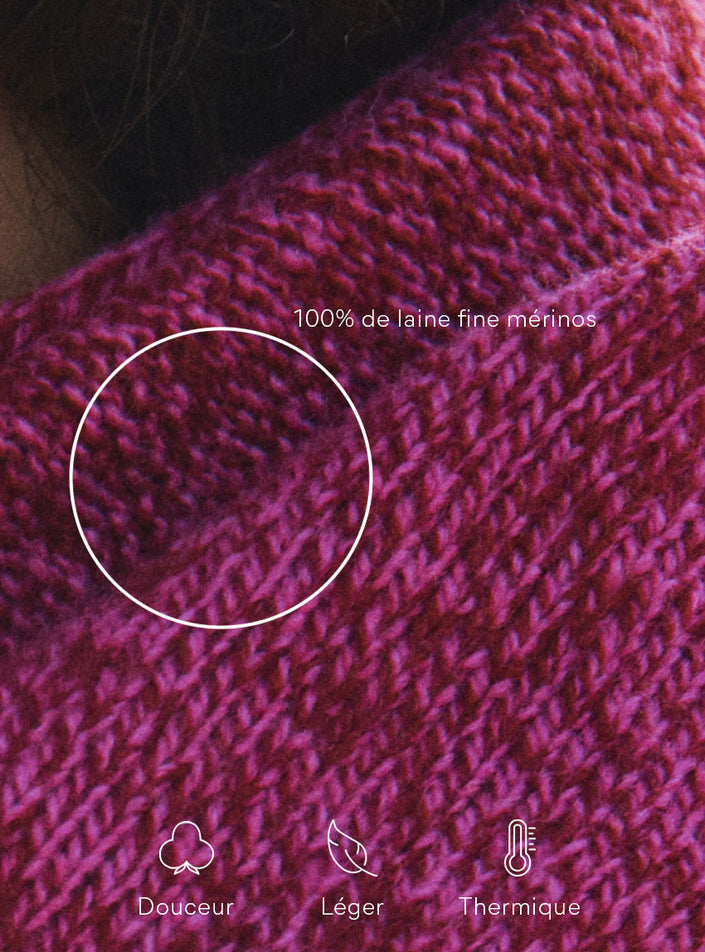 focus matière maille jersey écharpe évane rose mouliné composition matière