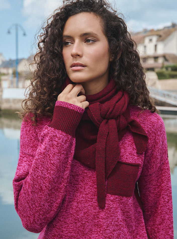 écharpe évane rouge terre de sienne mouliné écharpe maille douce femme