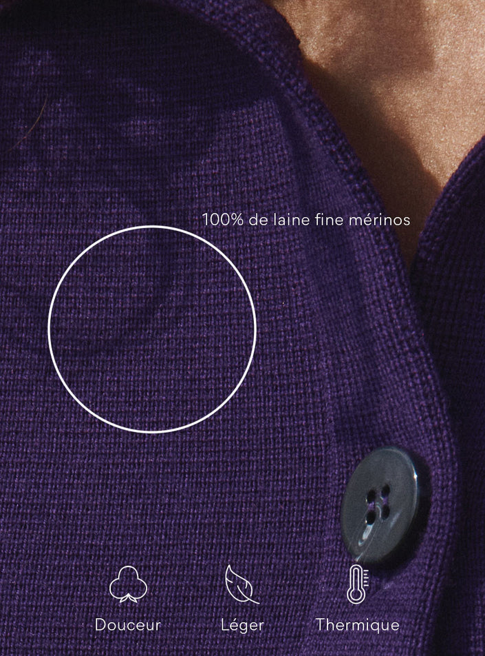 focus matière maille point de rome veste emmanuelle violet encrier composition matière