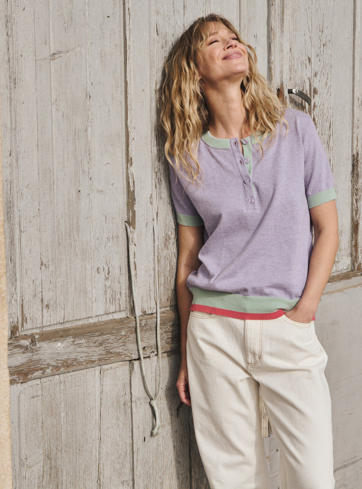 top faustine violet lavande top femme violet lavande en tricot estival