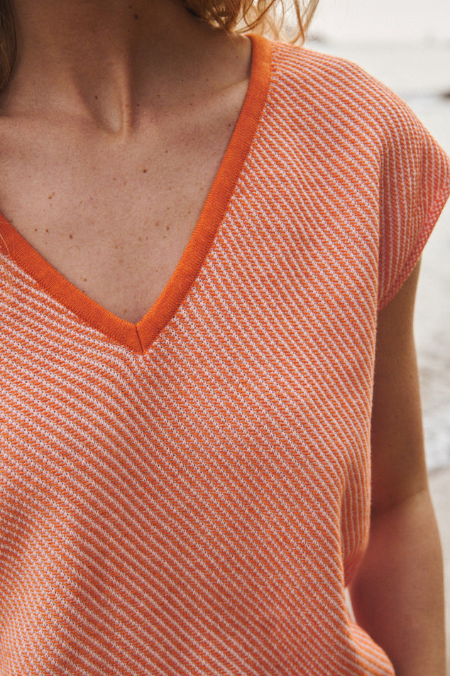 pull floriane orange solaire tricot orange solaire doux silhouette féminine