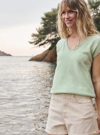 pull floriane vert matcha pull maille structurée vert matcha coupe fluide