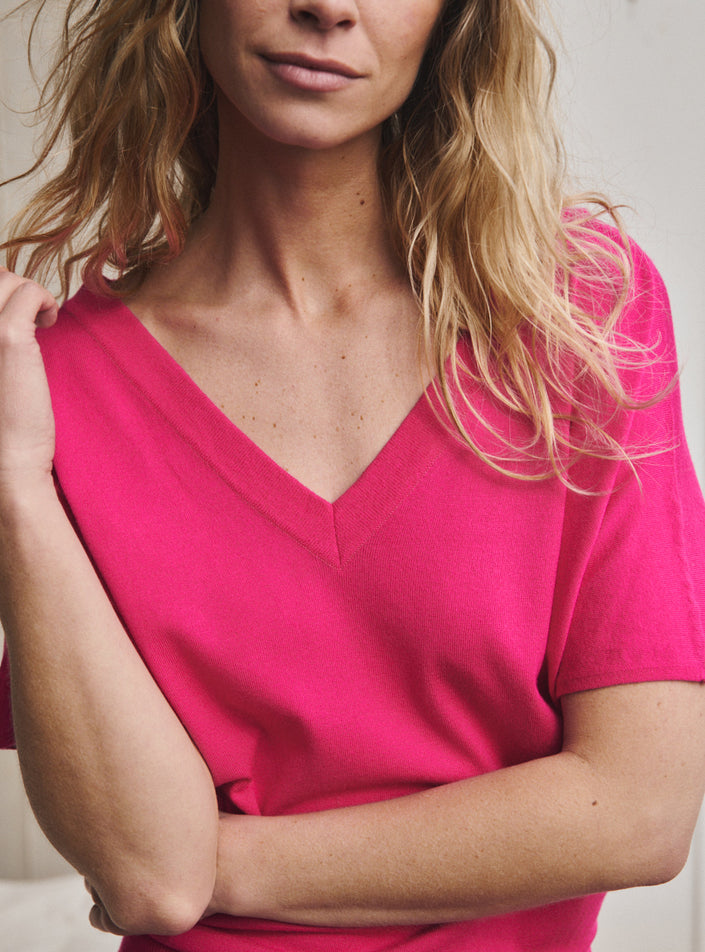 robe farah rose bougainvilliers robe courte en tricot fluide taille ajustée
